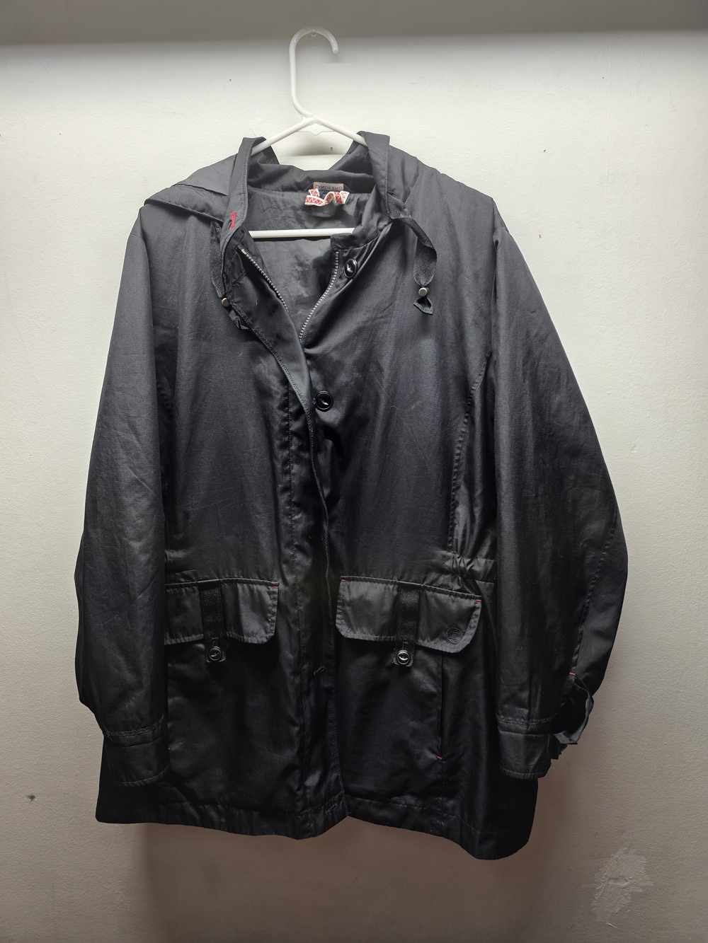 Lands' End Women's Black Hooded Raincoat